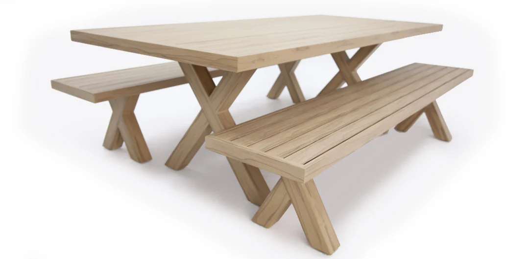 Ravenne 3pc Table and Bench Dining Setting - Timber Look - Image 11