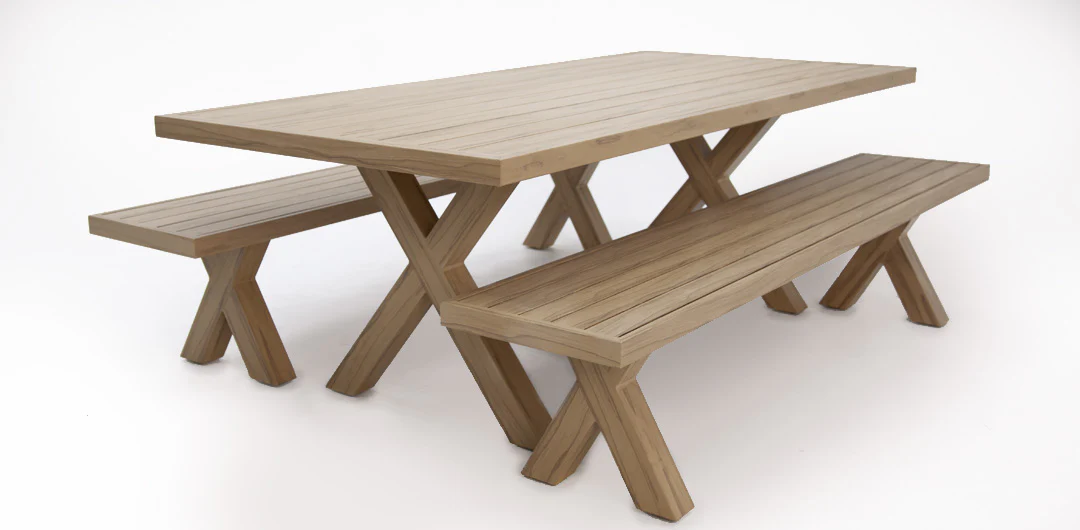 Ravenne 3pc Table and Bench Dining Setting - Timber Look - Image 12