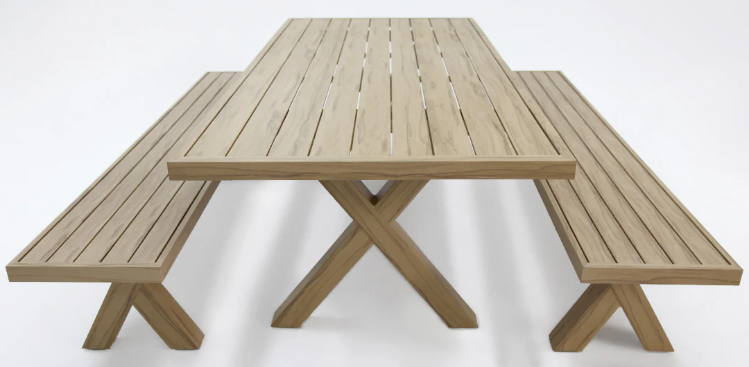 Ravenne 3pc Table and Bench Dining Setting - Timber Look - Image 13