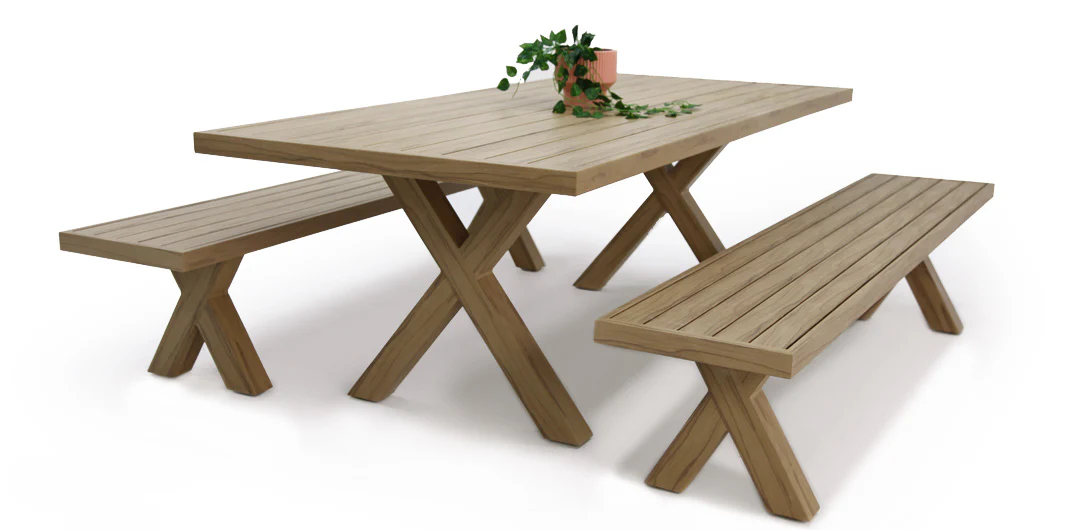 Ravenne 3pc Table and Bench Dining Setting - Timber Look - Image 14