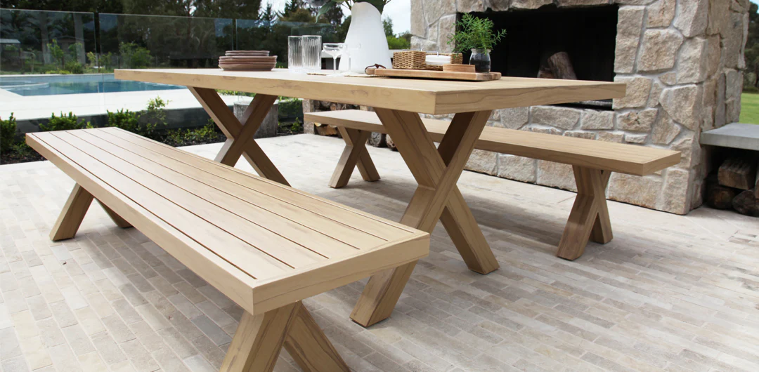 Ravenne 3pc Table and Bench Dining Setting - Timber Look - Image 5