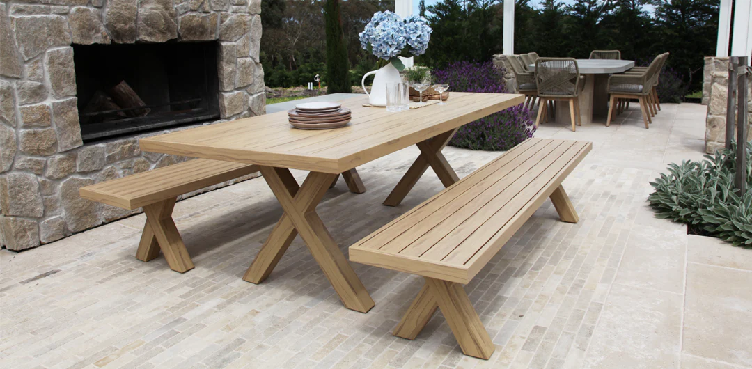 Ravenne 3pc Table and Bench Dining Setting - Timber Look - Image 9