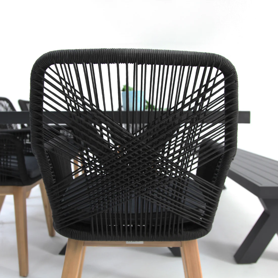 Ravenne Albenga 7pc Dining and Bench Setting - Black - Image 6