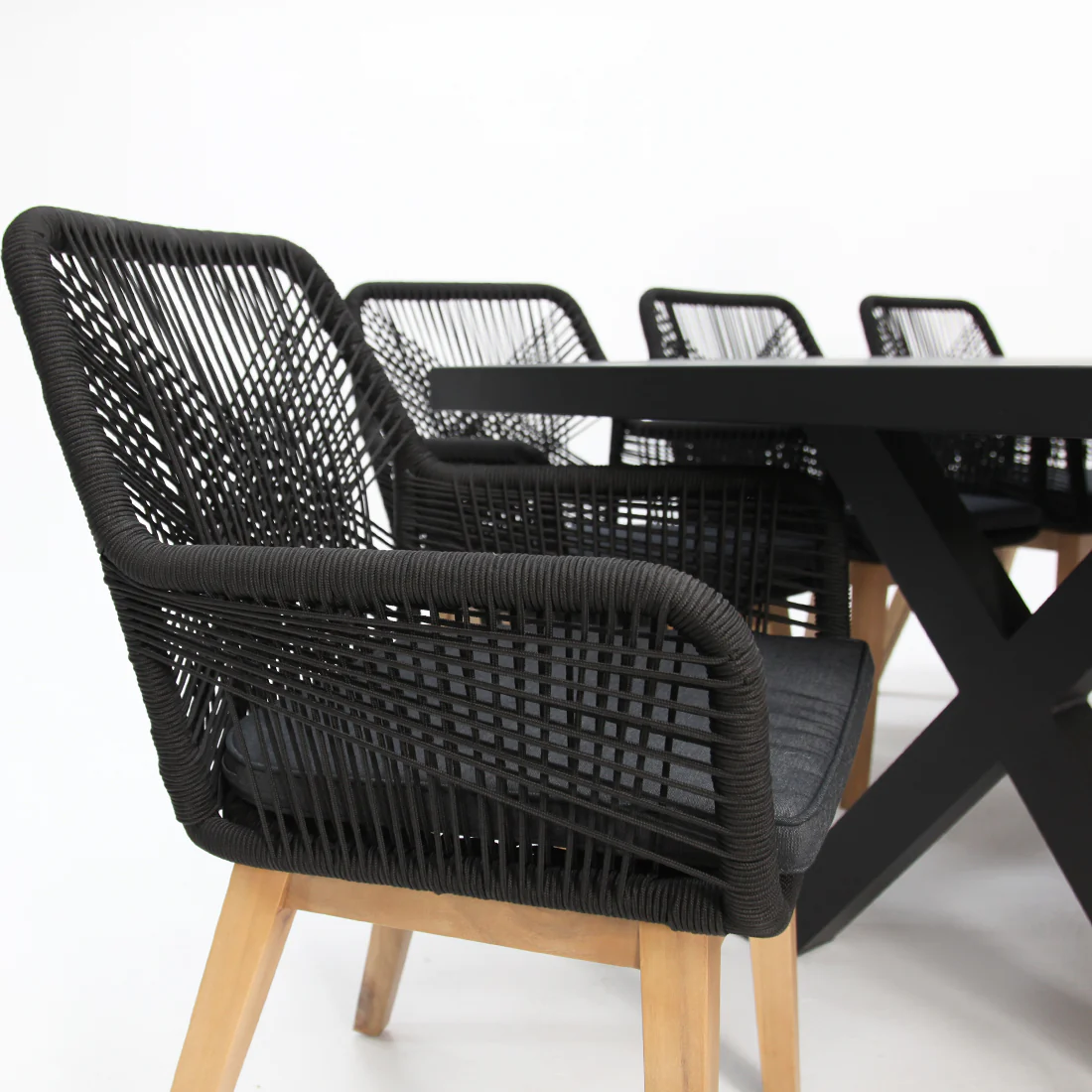 Ravenne Albenga 9pc Dining Setting - Black - Image 3
