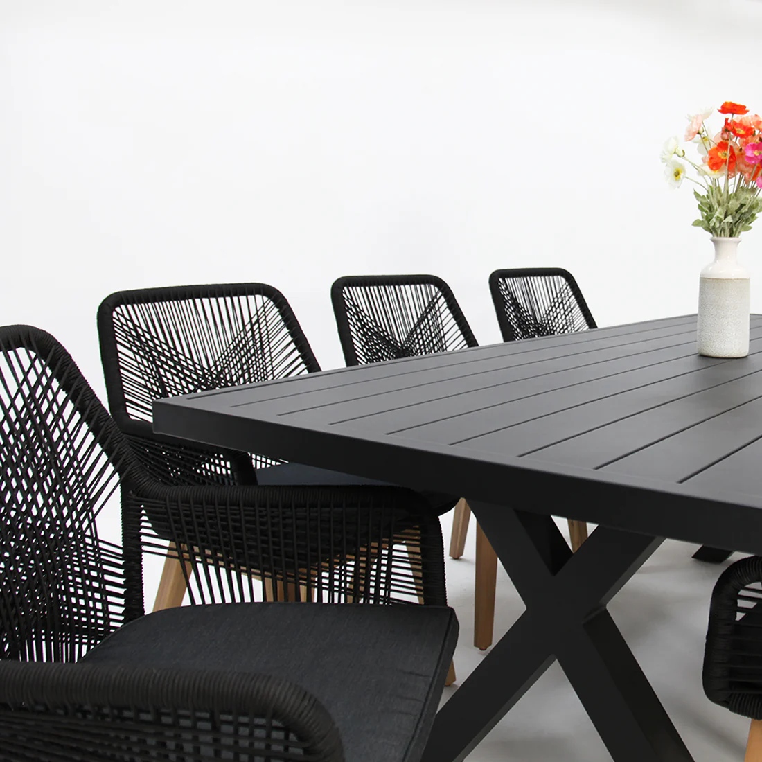 Ravenne Albenga 9pc Dining Setting - Black - Image 4