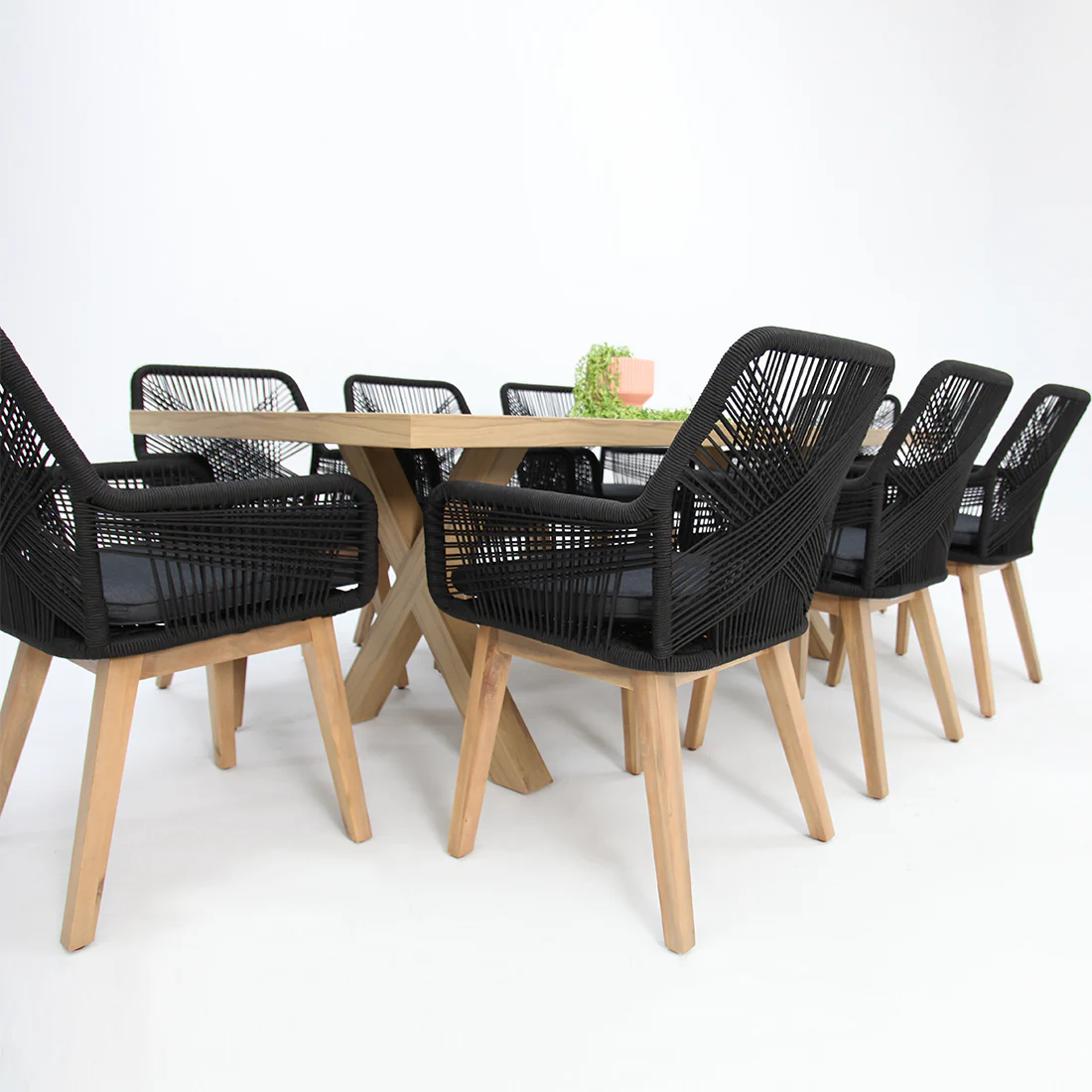 Ravenne Albenga 9pc Dining Setting - Natural/Black - Image 3