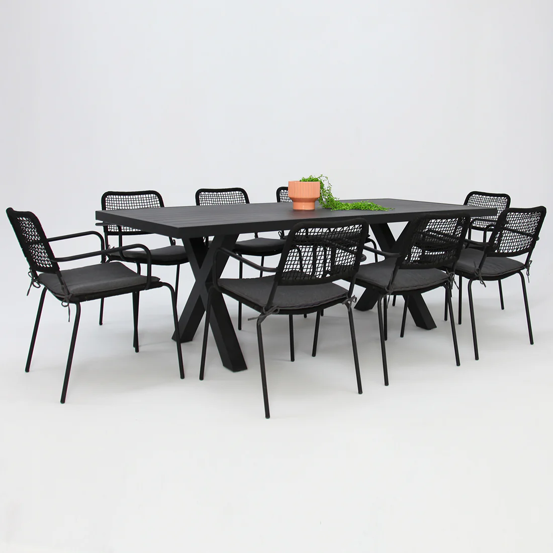 Ravenne Bahamas 9pc Dining Setting - Black - Image 4
