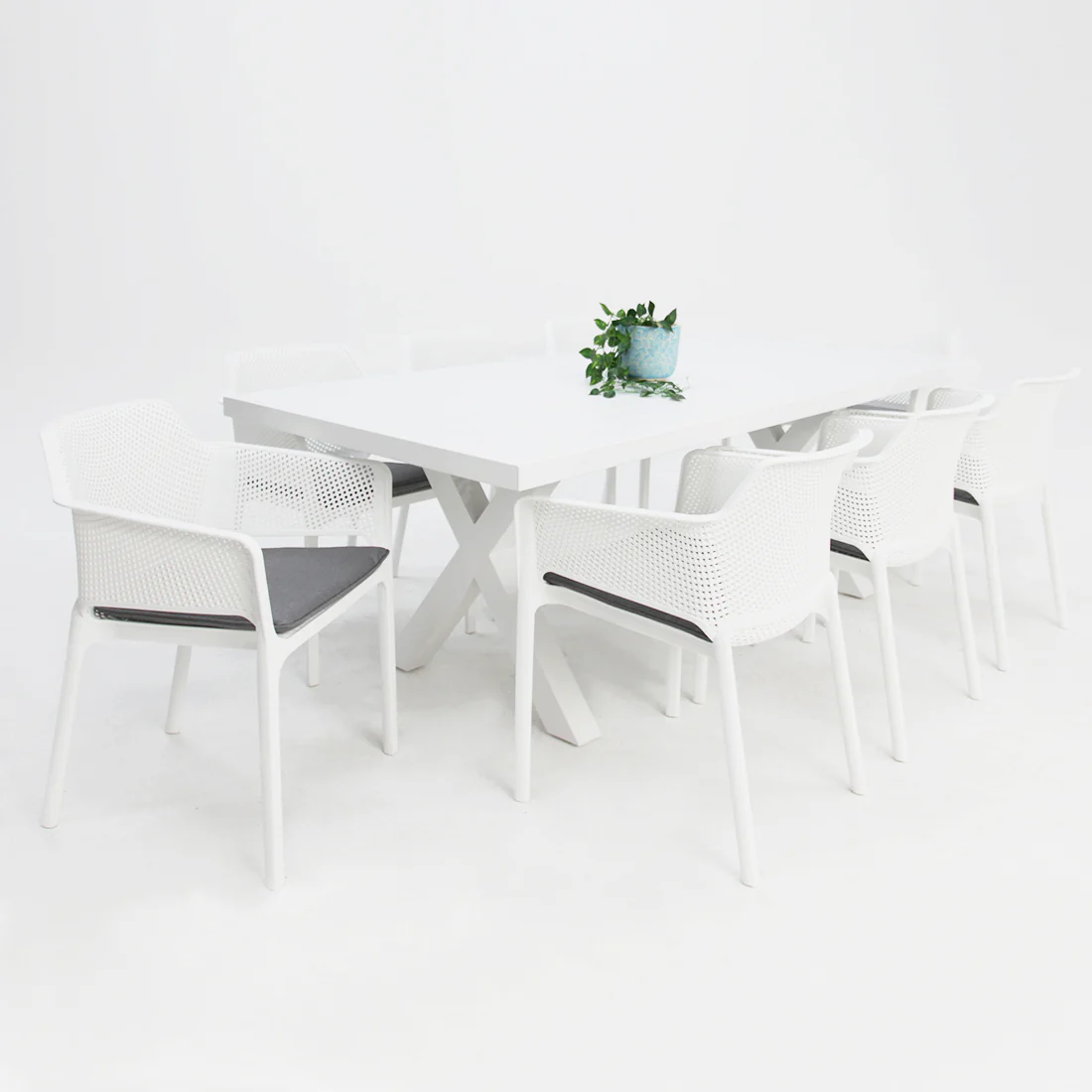 Ravenne Bailey Armchair 9pc Dining Setting - White