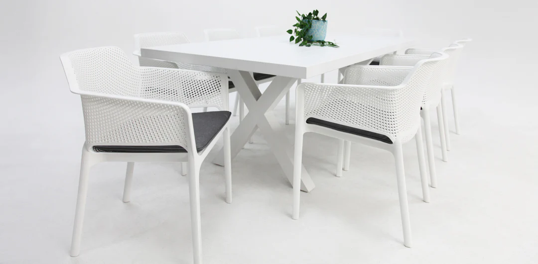 Ravenne Bailey Armchair 9pc Dining Setting - White - Image 3