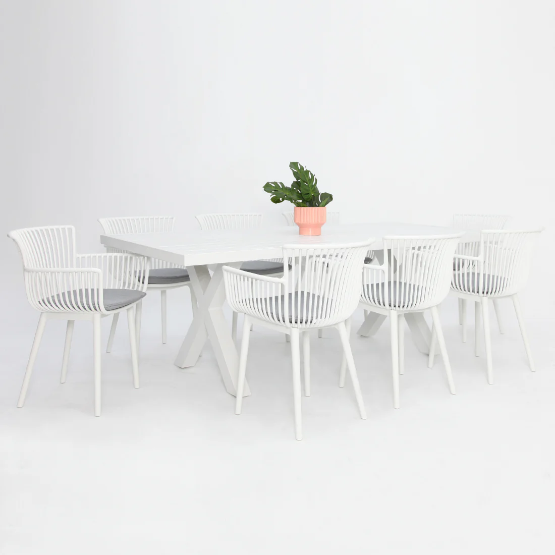 Ravenne Canela 9pc Dining Setting - White - Image 2