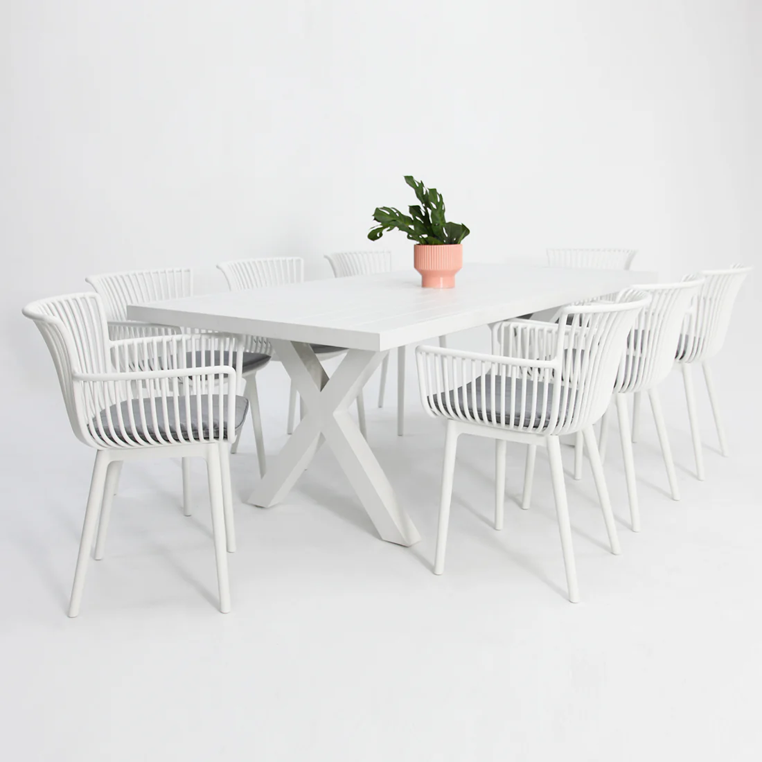 Ravenne Canela 9pc Dining Setting - White - Image 3