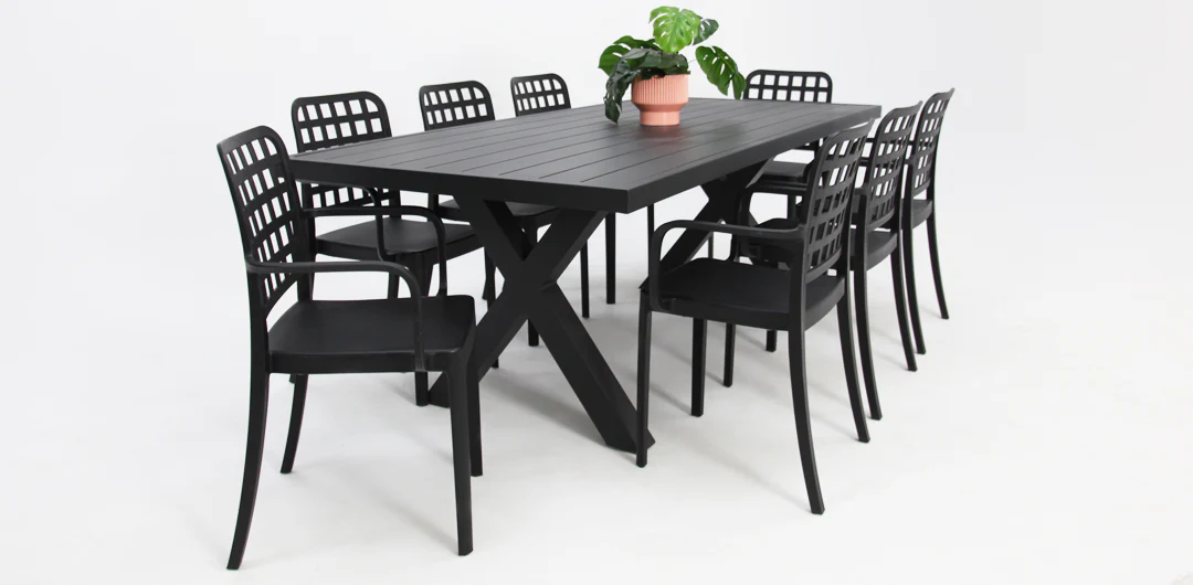 Ravenne Frankie 9pc Armchair Dining Set - Black - Image 3