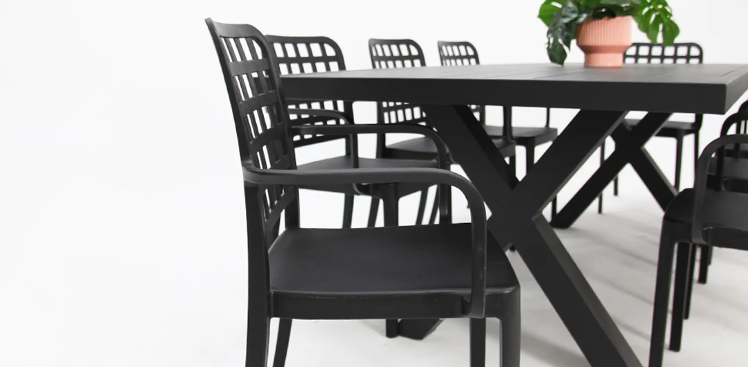 Ravenne Frankie 9pc Armchair Dining Set - Black - Image 4