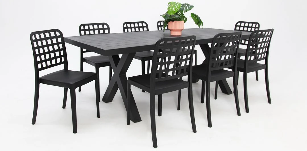 Ravenne Frankie 9pc Armless Dining Set - Black - Image 3