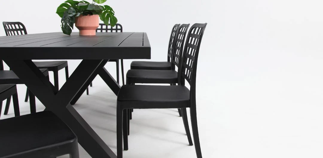 Ravenne Frankie 9pc Armless Dining Set - Black - Image 4