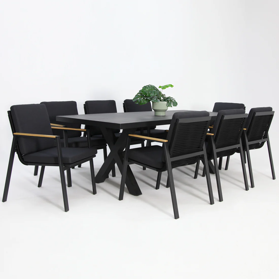 Ravenne Milton 9pc Dining Setting - Black - Image 8