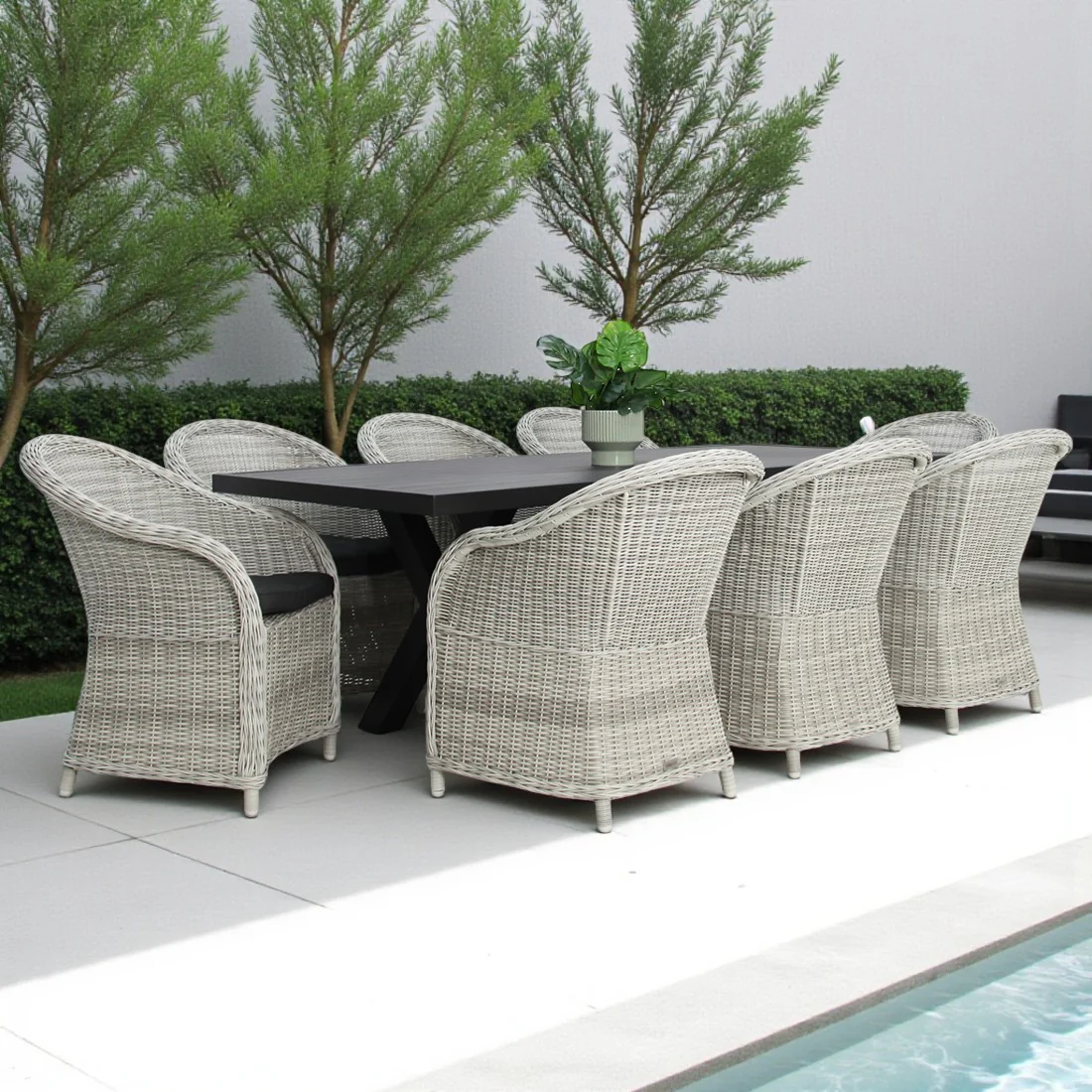 Ravenne Portland 9pc Dining Setting - Black/Grey