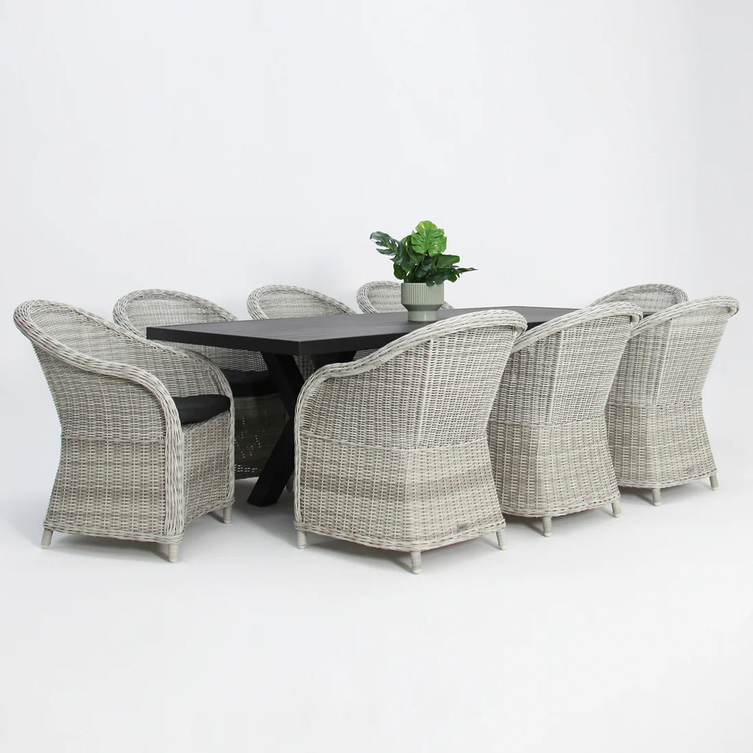 Ravenne Portland 9pc Dining Setting - Black/Grey - Image 4
