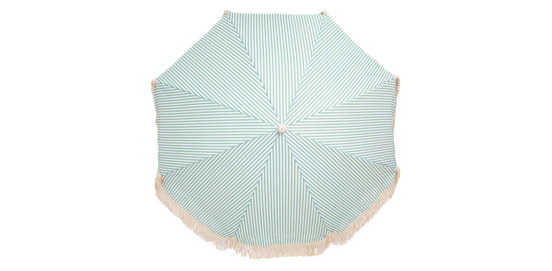 Sage Green and White Stripe Beach Umbrella - Image 4