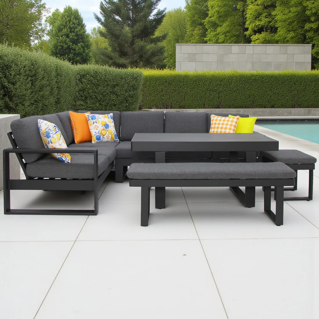 Sallsey Corner Lounge Setting - Storm - Image 5