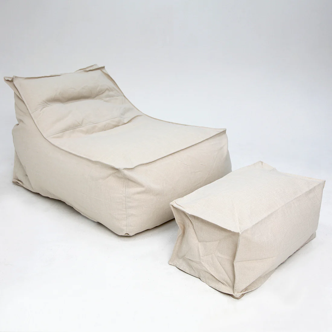 Superior Lounger and Square Pouf Beige - Image 2