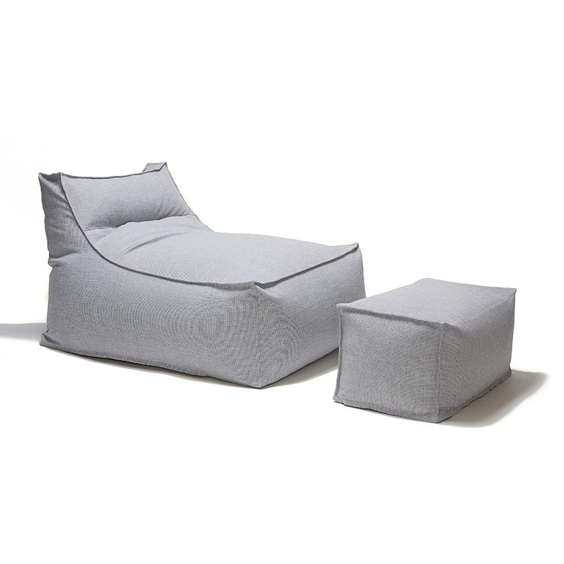 Superior Lounger and Square Pouf Light Grey
