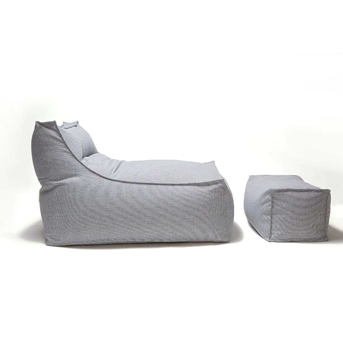 Superior Lounger and Square Pouf Light Grey - Image 2