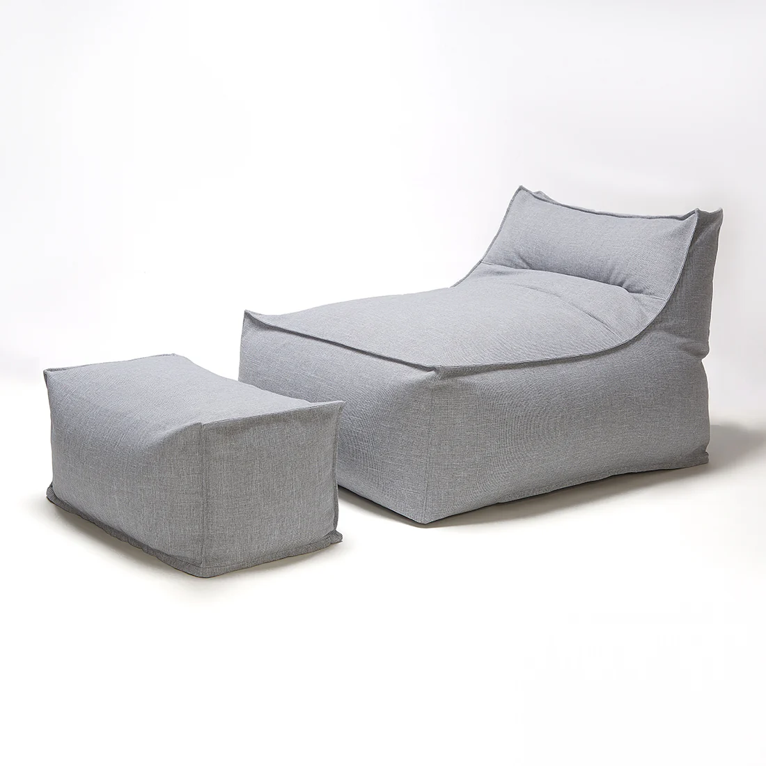 Superior Lounger and Square Pouf Light Grey - Image 3