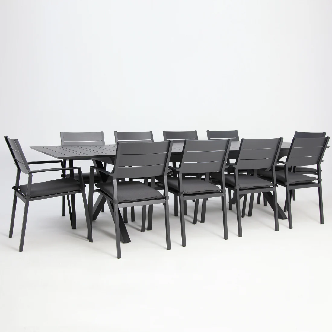 Tyler 11pc Extension Dining Setting - Anthracite - Image 3