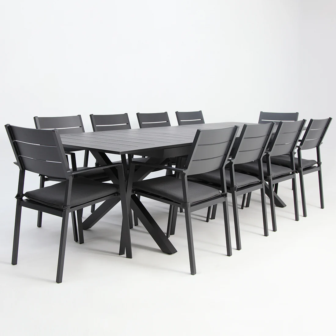 Tyler 11pc Extension Dining Setting - Anthracite - Image 4