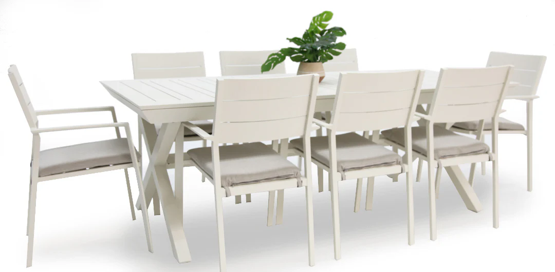 Tyler 11pc Extension Dining Setting - Cream - Image 10