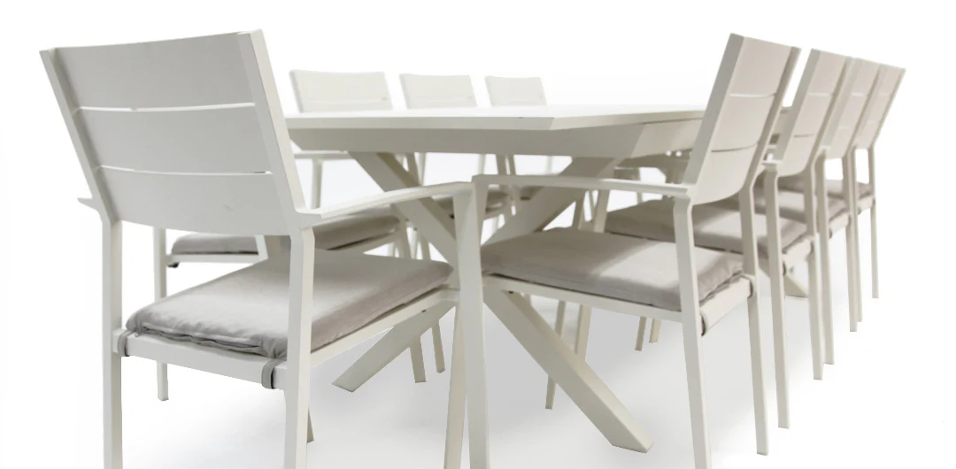 Tyler 11pc Extension Dining Setting - Cream - Image 3