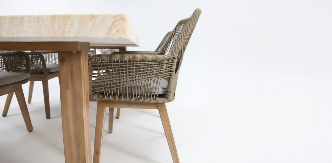 Veltis Albenga 7pc Travertine Dining Setting - Image 6
