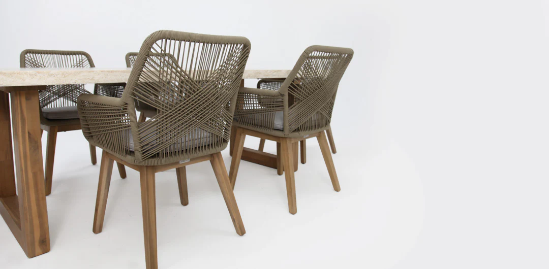 Veltis Albenga 7pc Travertine Dining Setting - Image 7
