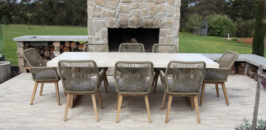 Veltis Albenga 9pc Travertine Dining Setting - Image 12