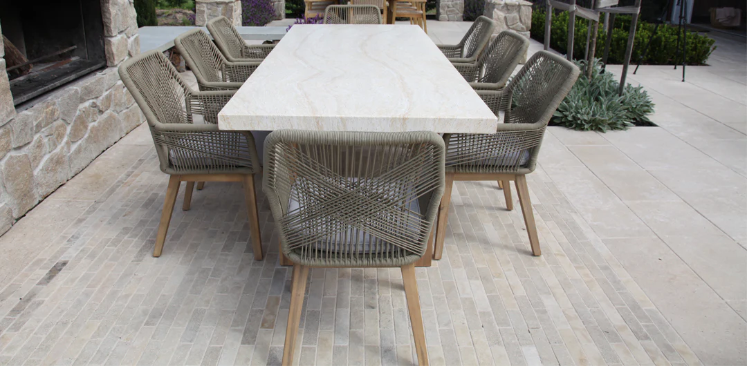 Veltis Albenga 9pc Travertine Dining Setting - Image 14