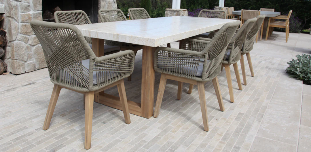 Veltis Albenga 9pc Travertine Dining Setting - Image 15