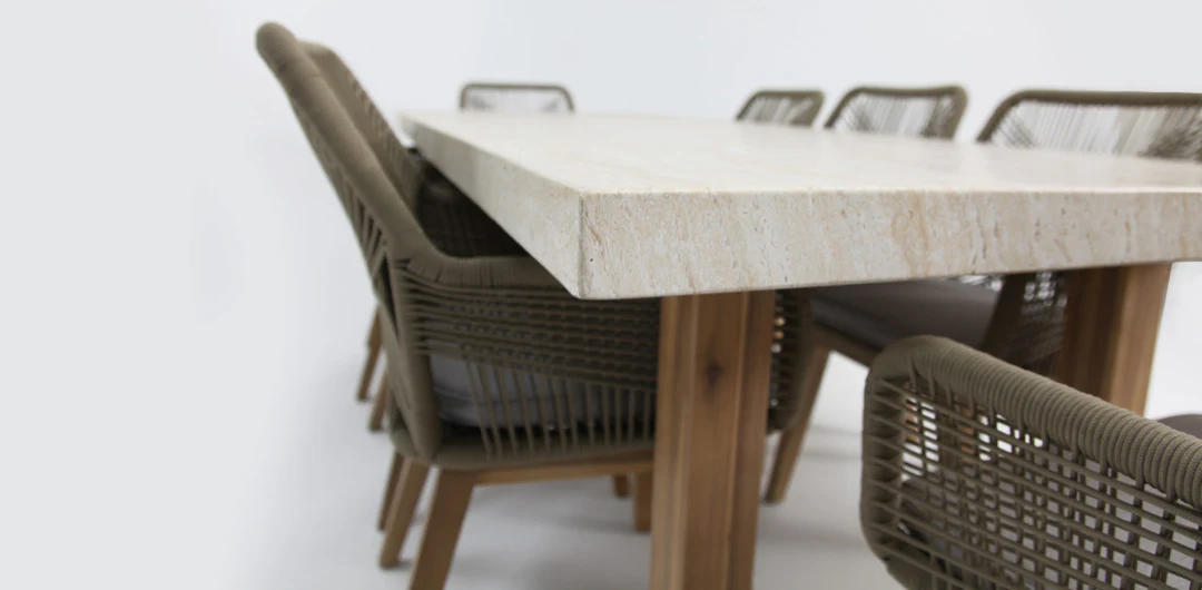 Veltis Albenga 9pc Travertine Dining Setting - Image 24