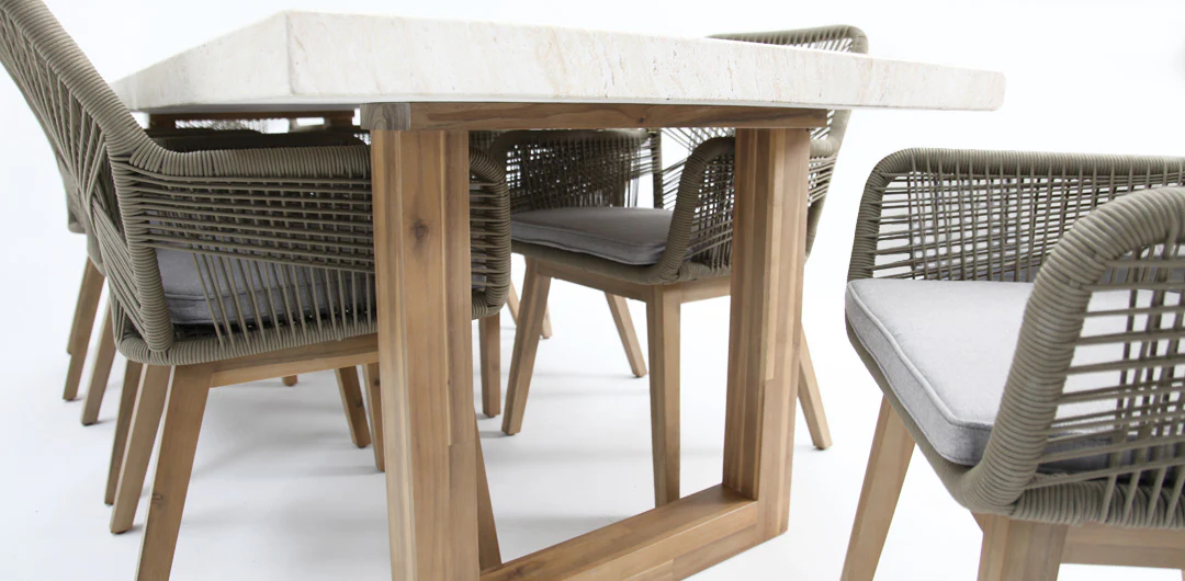 Veltis Albenga 9pc Travertine Dining Setting - Image 25