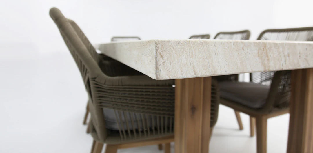 Veltis Albenga 9pc Travertine Dining Setting - Image 26