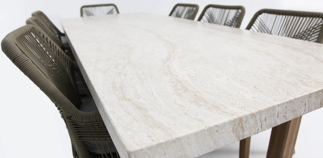 Veltis Albenga 9pc Travertine Dining Setting - Image 27