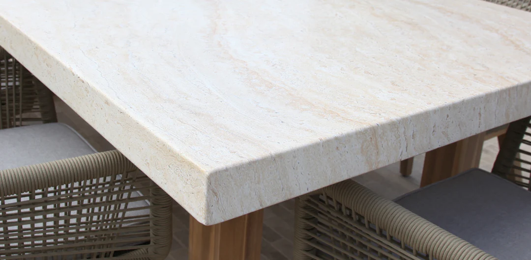 Veltis Albenga 9pc Travertine Dining Setting - Image 9