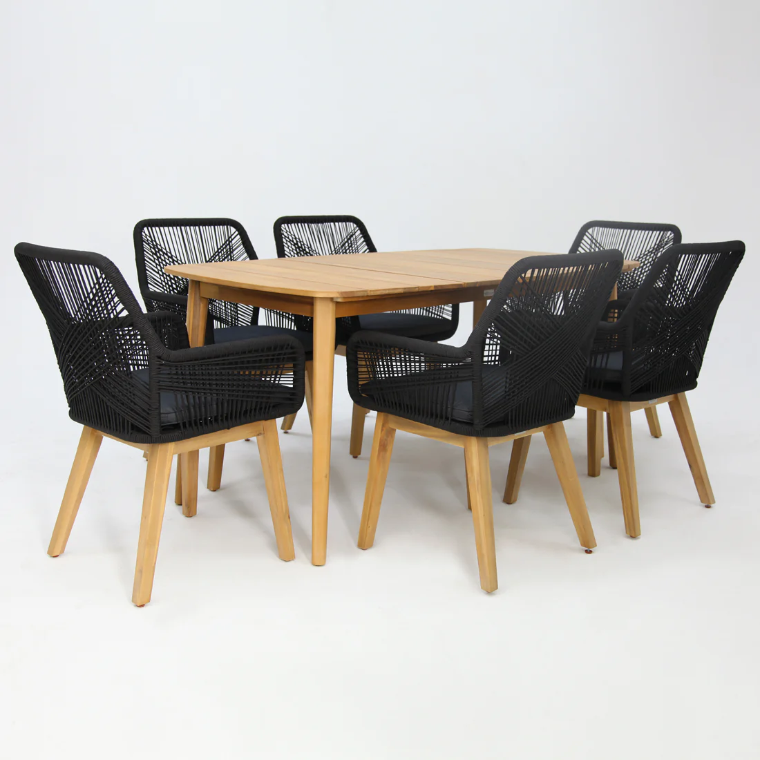 Versailles Albenga 7pc Dining Setting - Black - Image 4