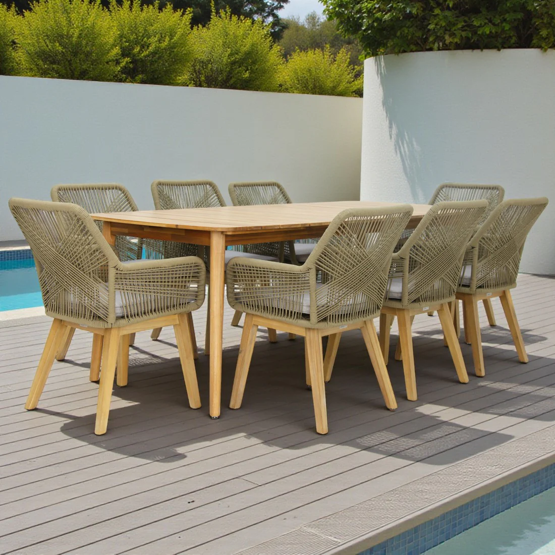Versailles Albenga 9pc Dining Setting - Taupe
