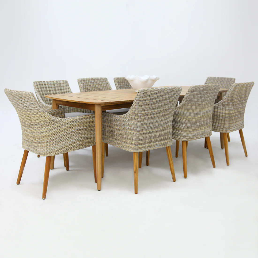 Versailles Faro 9pc Dining Set - White Natural - Image 2